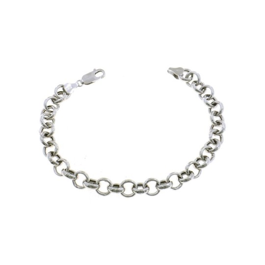 Rolo mesh bracelet ø 8 mm white gold plated in 925 silver