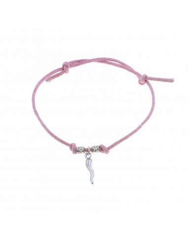 Pink cord bracelet with slip knots,...