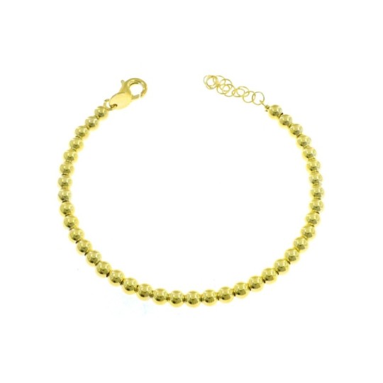 4mm smooth ball bracelet. yellow gold plated in 925 silver