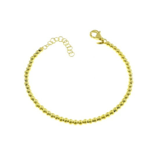 3mm smooth ball bracelet. yellow gold plated in 925 silver