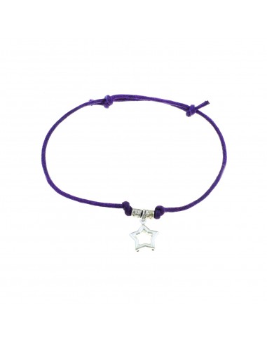 Purple cord bracelet with slip knots,...