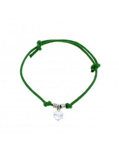 Green cord bracelet with slip knots,...