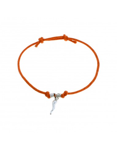 Orange cord bracelet with slip knots,...