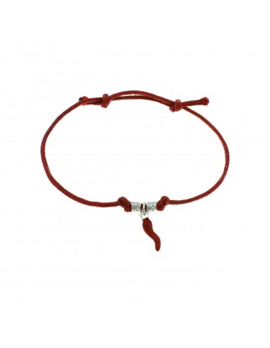 Red cord bracelet with slip knots,...