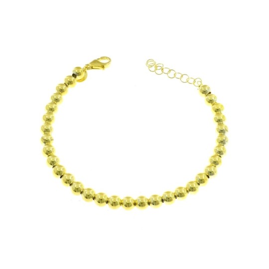 5mm smooth ball bracelet. yellow gold plated in 925 silver