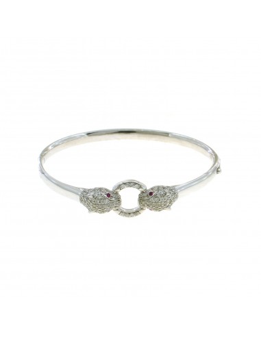 Flat band bangle with white zircon...