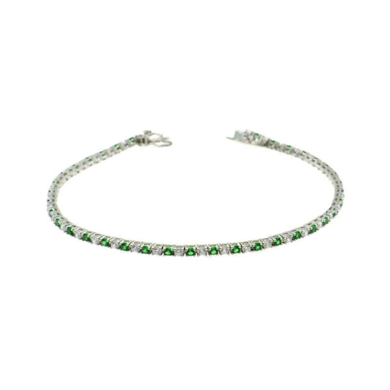 Tennis bracelet with white and green...