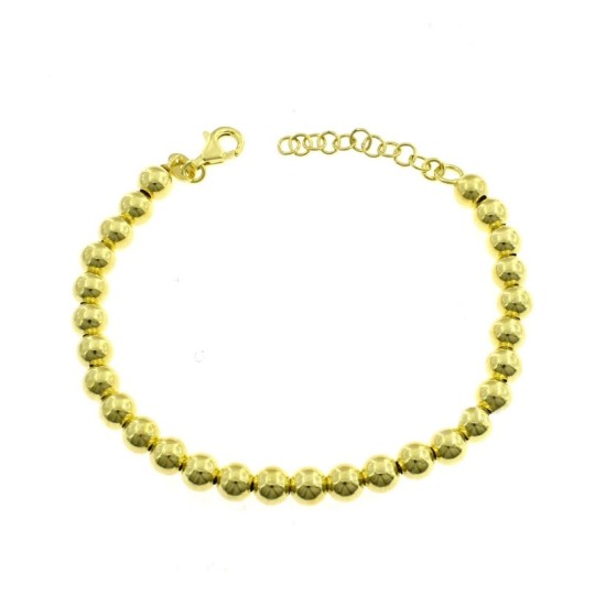 6mm smooth ball bracelet yellow gold plated in 925 silver