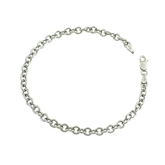 White gold plated 7 mm rolo link bracelet in 925 silver