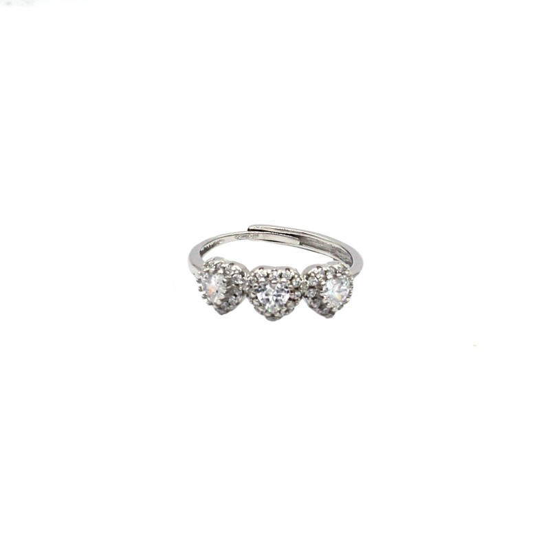 Adjustable ring with 3 white zircon...