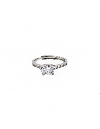 Adjustable solitaire ring with white...