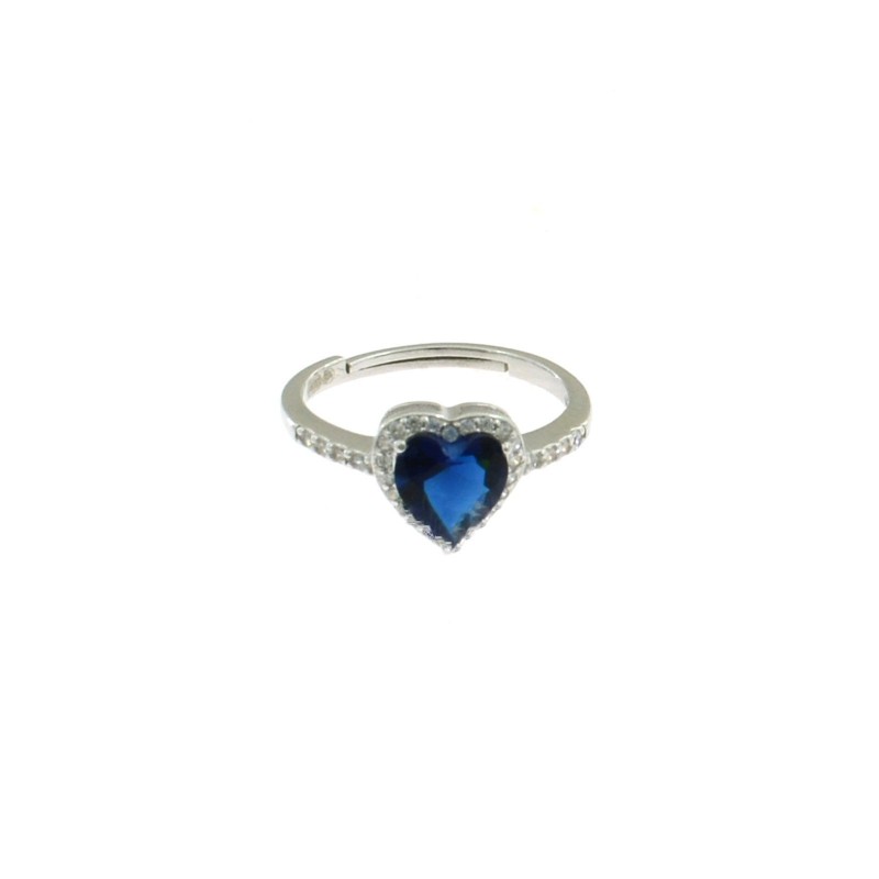 Adjustable ring with central blue...