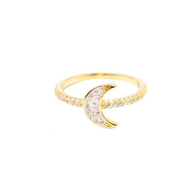 White semi-zircon ring with central...