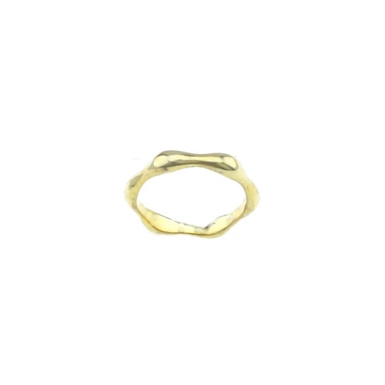 Shaped and domed hexagonal ring yellow gold plated in 925 silver (Size 10)