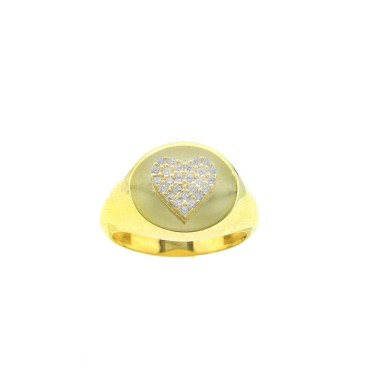 Oval shield ring with heart...