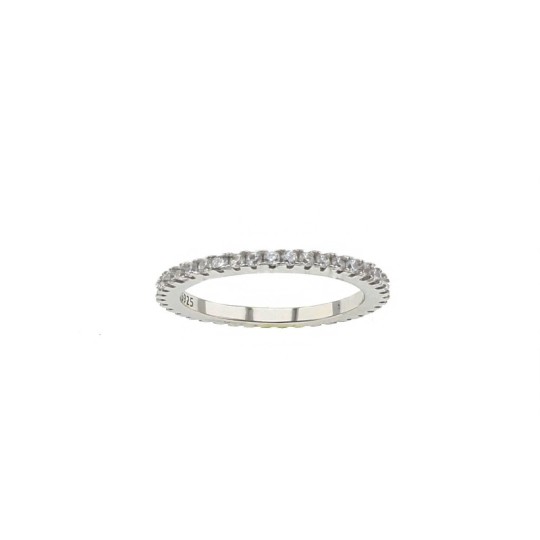 Eternity ring with 1.5 mm white zircons plated white gold in 925 silver (Size 12)