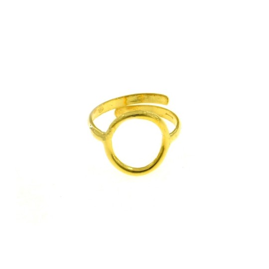 Adjustable ring with central oval shape yellow gold plated in 925 silver