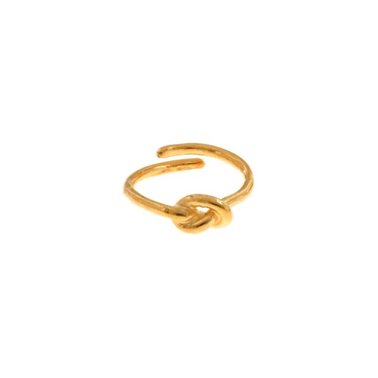 Adjustable wire ring with central knot rose gold plated in 925 silver