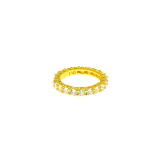 Eternity ring with white zircons of ø 3 mm yellow gold plated in 925 silver (Size 10)