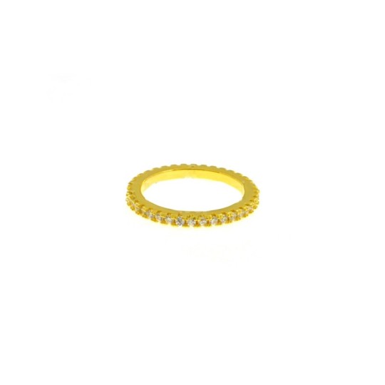 Eternity ring with white zircons ø 1.5 mm yellow gold plated in 925 silver (Size 10)