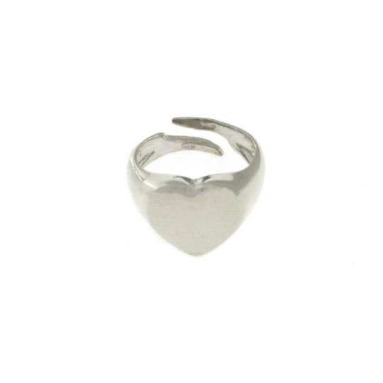 Anello mignolo regolabile scudo cuore placcato oro bianco in argento 925