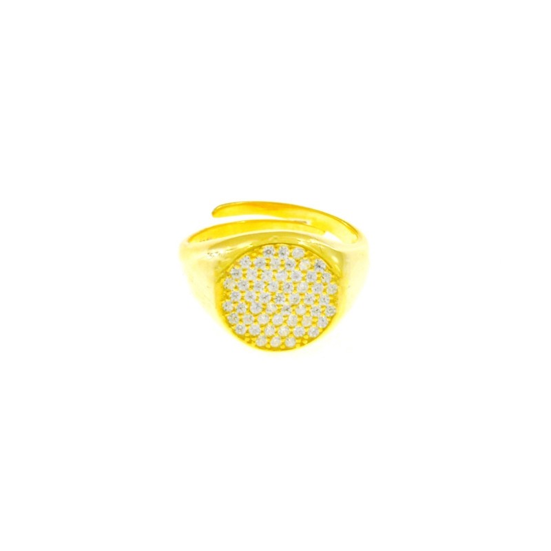 Adjustable round shield ring in white...