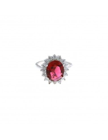 Adjustable ring with red oval stone...