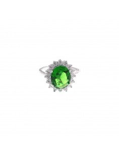 Adjustable ring with green...