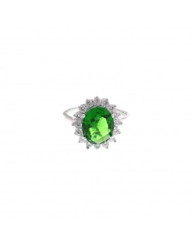 Adjustable ring with green oval stone...