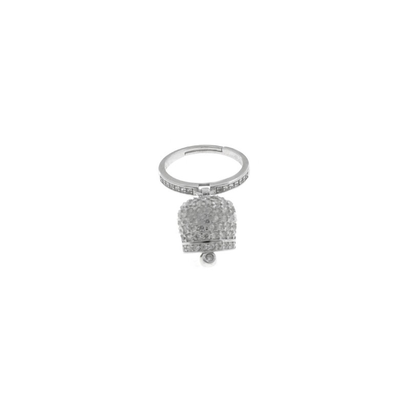 Adjustable white semizircon ring with...