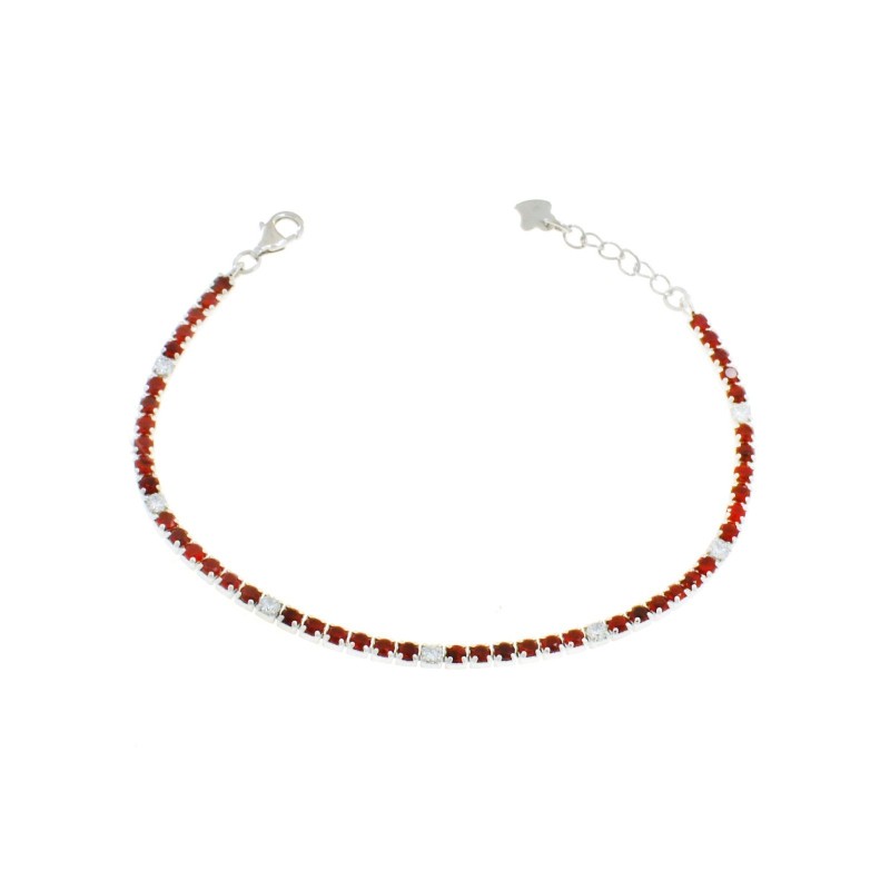 Tennis bracelet with 6 red and 1...