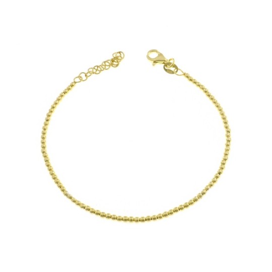 2 mm ball bracelet yellow gold plated in 925 silver