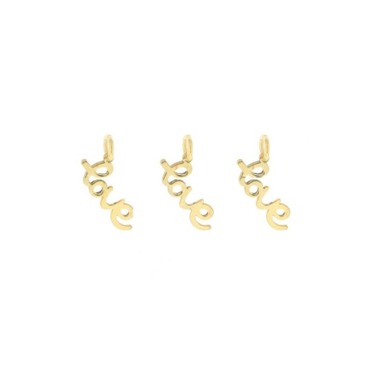 Yellow gold plated "love" plate pendants in 925 silver (3 pcs.)