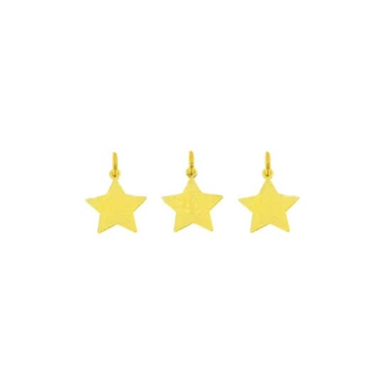 925 silver yellow gold plated 10 mm plate star pendants (3 pcs.)