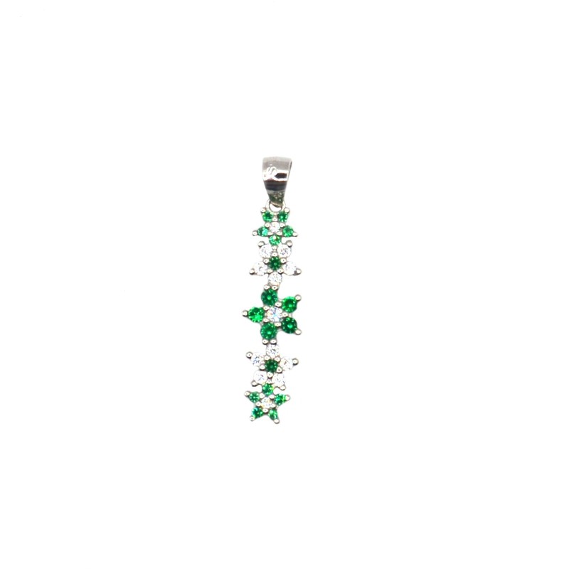 Pendant with 5 white and green zircon...