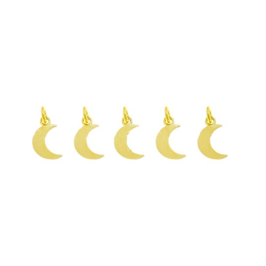 925 silver plated yellow gold plated moon pendants (5 pcs.)