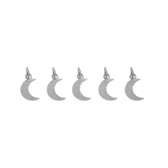 925 silver plated white gold plated moon pendants (5 pcs.)