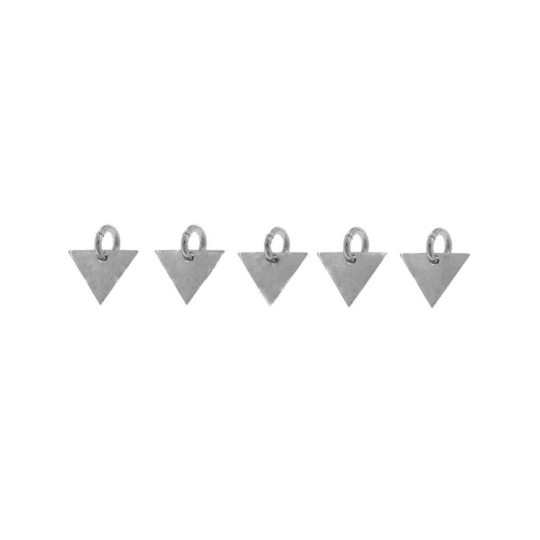 Triangle pendants in white gold plated 925 silver (5 pcs.)