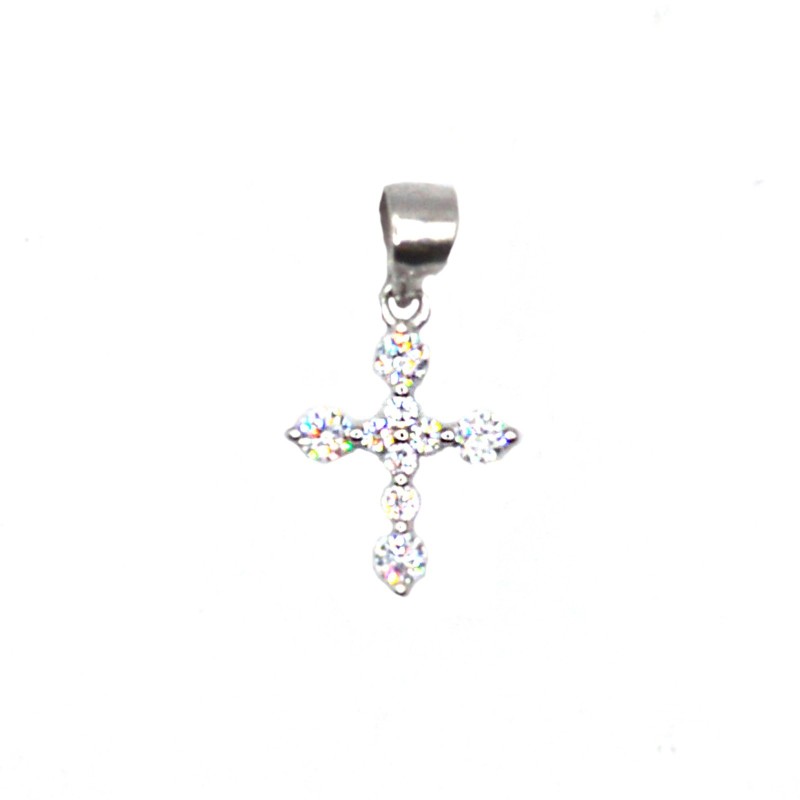 White gold plated white zircon cross...