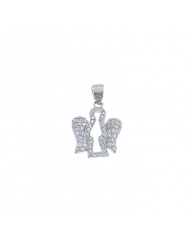 White zircon angel pendant with white...