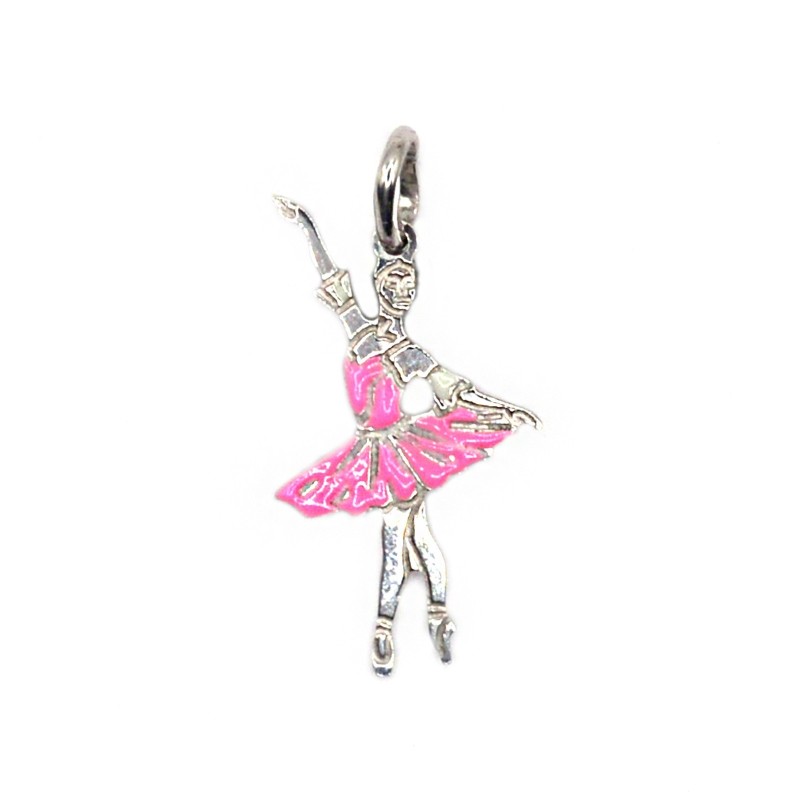 Pink enamelled engraved plate dancer...