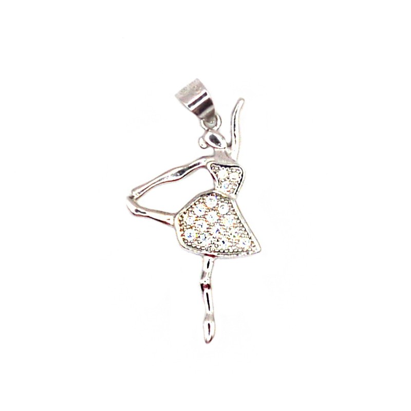 Ballerina pendant engraved with white...