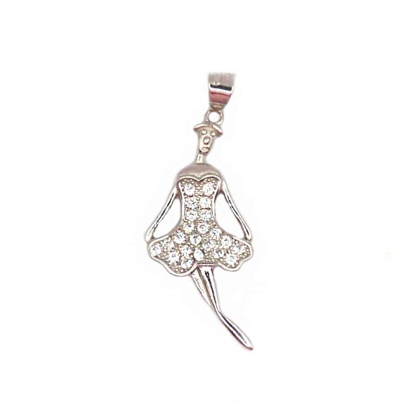 Ballerina pendant engraved with white...