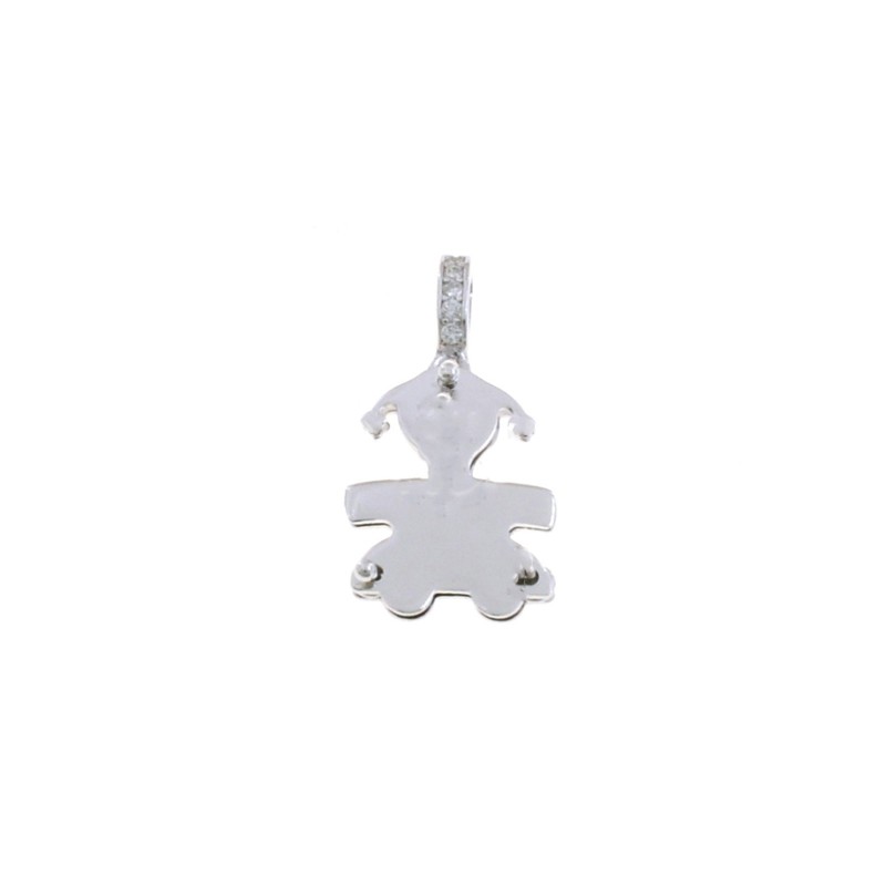 Double plate girl pendant with white...