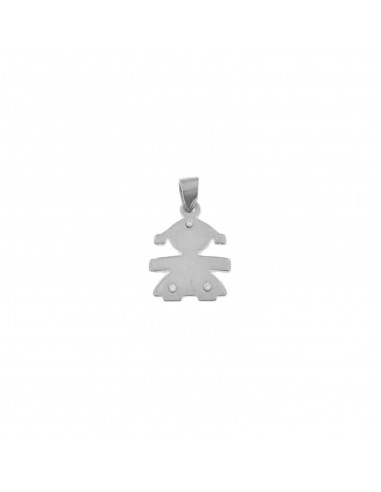 White gold plated girl pendant with 3...