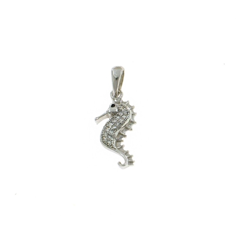 White semi-zircon seahorse pendant...