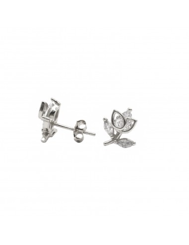 925 Silver White Gold Plated Tulip...