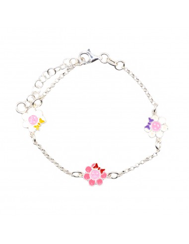 Bracciale maglia rollò con 3 fiori...