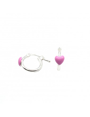 Tubular hoop earrings with pink...