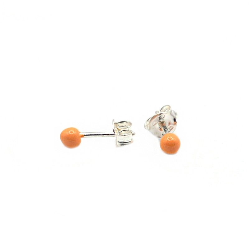 White gold plated peach enamel sphere...